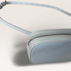 Minimalist Light Blue Leather Belt Bag Waist Bag Crossbody Purse